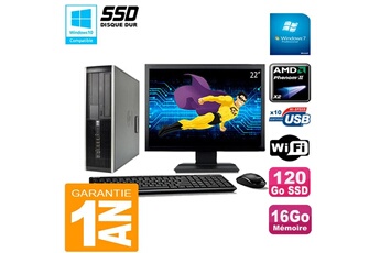 Ensemble Pc Avec Écran Hp Pc Hp Compaq 6005 Pro Sff Ecran 22" Amd Phenom Ii Ram 16Go 120 Go Ssd Wifi W7