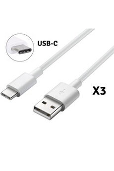 Lot 3 Cables Usb-c Chargeur Blanc Pour ONEPLUS 7 PRO / ONEPLUS 7 / ONEPLUS 6T / ONEPLUS 6 / ONEPLUS 5T / ONEPLUS 5 / ONEPLUS 3T / ONEPLUS 3 - Cable