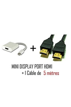 Câble Mini DisplayPort vers HDMI pour MAC + Cable HDMI M/M 5 mètres de Vshop