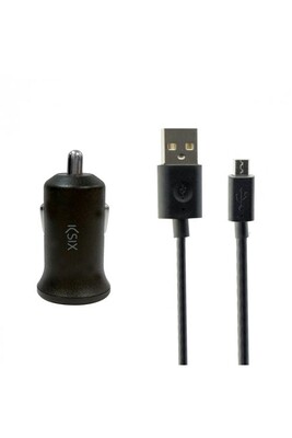 Chargeur pour téléphone mobile KSIX Chargeur De Voiture 2,1a + Cable Micro Usb Noir