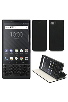 Etui Luxe Blackberry Key 2 LE (Key2 LITE Edition) Ultra Slim Noir Cuir Style avec Stand - Housse Coque Antichoc de Protection pour Blackberry Key2 LE