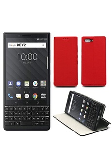 Etui Luxe Blackberry Key 2 LE (Key2 LITE Edition) Ultra Slim rouge Cuir Style avec Stand - Housse Coque Antichoc de Protection pour Blackberry Key2