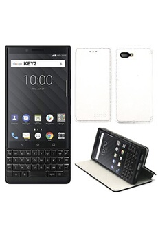 Etui Luxe Blackberry Key 2 LE (Key2 LITE Edition) Ultra Slim blanc Cuir Style avec Stand - Housse Coque Antichoc de Protection pour Blackberry Key2