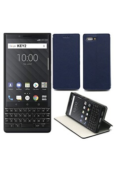 Etui Luxe Blackberry Key 2 LE Ultra Slim bleu Cuir Style avec Stand - Housse Coque Antichoc de Protection pour Blackberry Key2 LE - Smartphone 2018 -