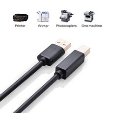 Câble Noie USB 2.0 de 1,8m A-B pour imprimante / scanner QUALITE SUPERIEURE. Compatible HP Lexmark Epson Canon IBM Brother. Longueur 1.8 m