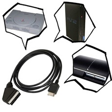 RGB péritel Câble USB pour Sony Playstation PS1 / PS2 / PS3 TV câble AV pour console européenne PAL