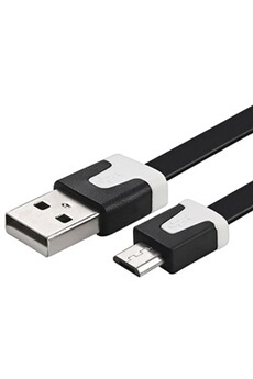 Cable Chargeur pour HUAWEI P smart USB / Micro USB 1m Noodle Universel Connecteur Syncronisation (NOIR)