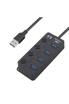Câble téléphone portable GENERIQUE Hub 4 ports USB 3.0 pour PC ASUS FX/ZX avec Alimentation Individuelle Multi-prises Adaptateur Rallonge (NOIR)