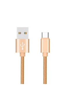 Cable Metal Tresse Type C BLACKBERRY Key 2 Chargeur USB 1m Reversible Connecteur Syncronisation Nylon (OR)
