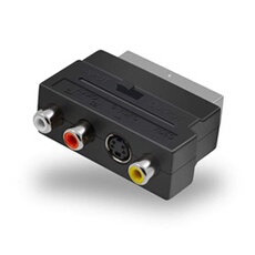 Adaptateur vidéo commutable avec fiche Péritel mâle vers 3 connecteurs RCA femelles/S-Video