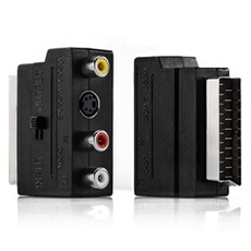 Adaptateur fiche péritel vers 3 x prise RCA (femelle) Avec interrupteur IN / OUT
