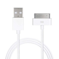 Câble de chargement Sync Data USB pour iPhone 4/4S, iPhone 3G/3GS, iPad 1/2/3, iPod et autre - 30Pin, 1m Blanc