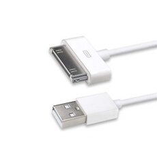 30 Pin compatible USB Cable, compatible avec iPhone 4, iPhone 4S, iPad 1/2/3, iPod touch, iPod nano (1M Blanc)