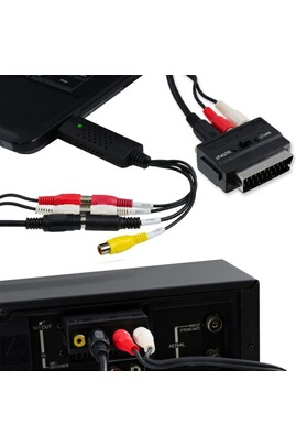 Adaptateur et convertisseur Ineck ® Adaptateur Péritel Entrée-Sortie  Commutable Composite RCA et S-Vidéo vers Scart
