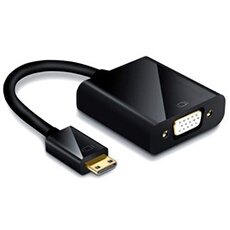 Full HD adaptateur mini HDMI vers VGA convertisseur jusqu'à 1080P noir