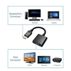 DP vers VGA, DisplayPort (DP) vers VGA mâle à femelle adaptateur convertisseur DisplayPort à VGA