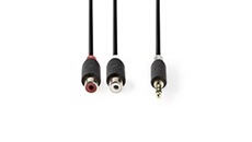 Câble audio stéréo 3,5 mm mâle - 2x rca femelles 0,2 m anthracite