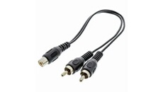 Câble subwoofer 2x rca mâles - rca femelle 0,2 m noir