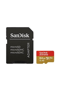 Extreme - Carte mémoire flash (adaptateur microSDXC vers SD inclus(e)) - 64 Go - A2 / Video Class V30 / UHS-I U3 / Class10 - microSDXC UHS-I