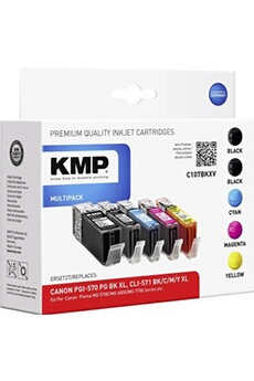Cartouche d'encre KMP Pack de 5 cartouches C107BKXV compatible CANON 570XL PGBK + 571XL BK C Y M