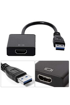 Adaptateur et convertisseur GENERIQUE VSHOP Adaptateur USB 3.0 male vers HDMI femelle - convertisseur ordinateur, pc portable USB vers écran télé, tv, hdtv, moniteur, projecteur en HDMI