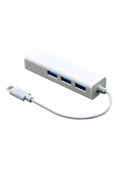 Hub USB GENERIQUE VSHOP  USB Type C Male - 3 port USB 3.0 Hub 1 ports Rj45 Ethernet Gigabit 10/100/1000 Mbps pour ordinateur portable / netbook + PC / MAC Plug & Play