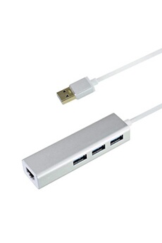 Hub USB GENERIQUE VSHOP  USB3 vers RJ45 Ethernet LAN Gigabit adaptateur avec 3 Port USB 3.0 Hub pour MacBook - Blanc
