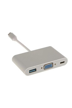 VSHOP USB C Multiport Chargeur Adaptateur/USB 3.1 Type-c vers VGA & USB 3.0 Port Hub Câble de Charger pour Nouveau Apple MacBook Chromebook Pixel