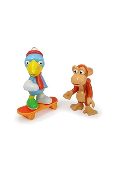roller enfant dickie toys - héros de la ville, anton le singe, et le kit figurines avec casimir corbeau avec skateboard avec roulement et cartes à collectionner avec code