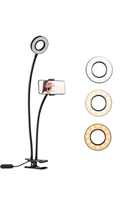 Accessoire photo, vidéo pour téléphone mobile GENERIQUE Anneau de lumière  de selfie pour téléphone mobile tricolore avec 28LED Noir
