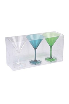 verrerie generique lot de 3 verres a cocktail acrylique - transparent bleu vert 6vai812f