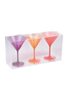 verrerie generique lot de 3 verres a cocktail acrylique - violet orange rouge 6vai812c