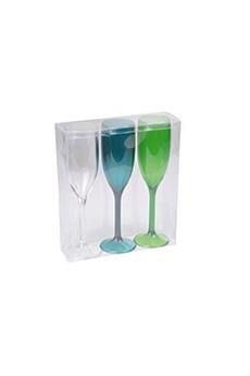 verrerie vip home viphome 6vai813f lot de 3 flûtes à champagne plastique multicolore 21 cm