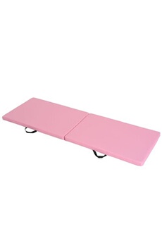 matelas de gymnastique homcom tapis de gymnastique yoga pilates fitness pliable portable grand confort 180l x 60l x 5h cm revêtement synthétique rose