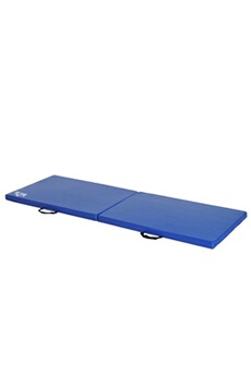 matelas de gymnastique homcom tapis de gymnastique yoga pilates fitness pliable portable grand confort 180l x 60l x 5h cm revêtement synthétique bleu