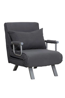 fauteuil chauffeuse canapé-lit convertible 1 place déhoussable grand confort coussin pieds accoudoirs métal suède gris