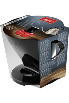 tasse et mugs melitta porte-filtre, pour filtre a café 1x4, compatible avec 1 verseuse ou 2 tasses, plastique, pour over, noir