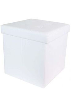 pouf generique the home deco factory - pouf coffre pliable pu assise capitonnée blanc