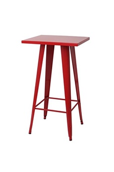 table haute mendler table haute hwc-a73, métal, design industriel 105x60x60cm rouge