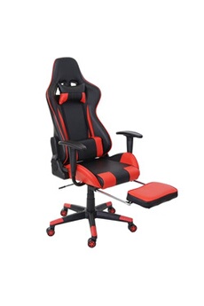 chaise de bureau hwc-d25 xxl, capacité 150kg, similicuir noir/rouge
