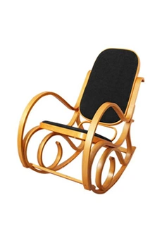 chaise mendler fauteuil à bascule m41 aspect chêne assise en similicuir noir