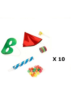 Article et décoration de fête Ephéria 10 kits de fête cotillons - 6 accessoires - rouge