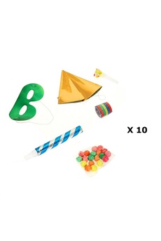 Article et décoration de fête Ephéria 10 kits de fête cotillons - 6 accessoires - jaune
