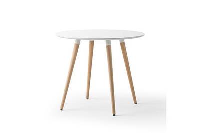 Table Maisonetstyles Table A Manger Ronde Laque Blanc Et Pieds