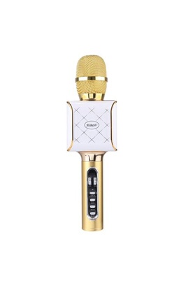 Microphone GENERIQUE Microphone karaoké Bluetooth sans fil, haut-parleur Or