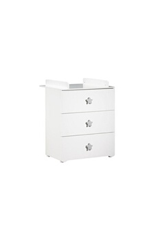 Commode et table à langer Baby Price Baby price commode a langer 3 tiroirs - boutons etoile gris - new basic