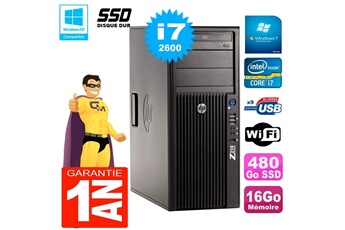 PC de bureau Hp Pc hp workstation z210 tour core i7-2600 ram 16go ssd 480go graveur dvd wifi w7