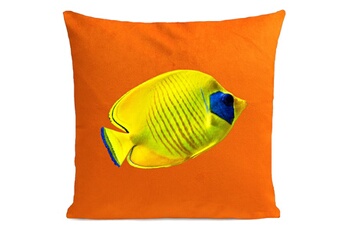 Drap bébé Artpilo Coussin velours carré imprimé poissons yellow fish - 100 x 100 cm