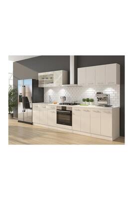 Meuble De Cuisine Aucune Ultra Cuisine Complete Avec Meuble Four Et Plan De Travail Inclus L 300 Cm Blanc Brillant Darty