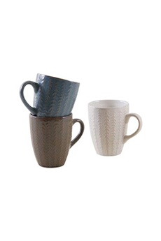 vaisselle aubry gaspard - mug classique en grès chevrons (lot de 3)